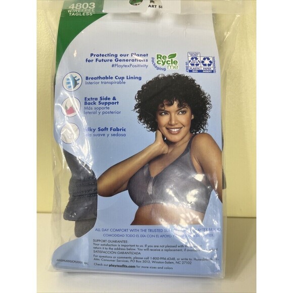 Playtex 18 Hour Silky Soft Smoothing Bra 4803 Gray Size 36DD NEW (open) - Picture 4 of 6